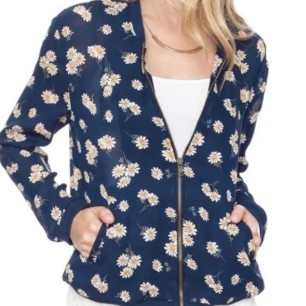 About a Girl Los Angeles-sheer daisy bomber jacket. Worn once